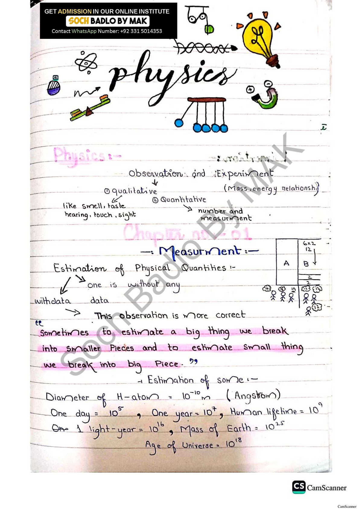 CH 01 Measurement Notes: Key Concepts and Observations - Studocu