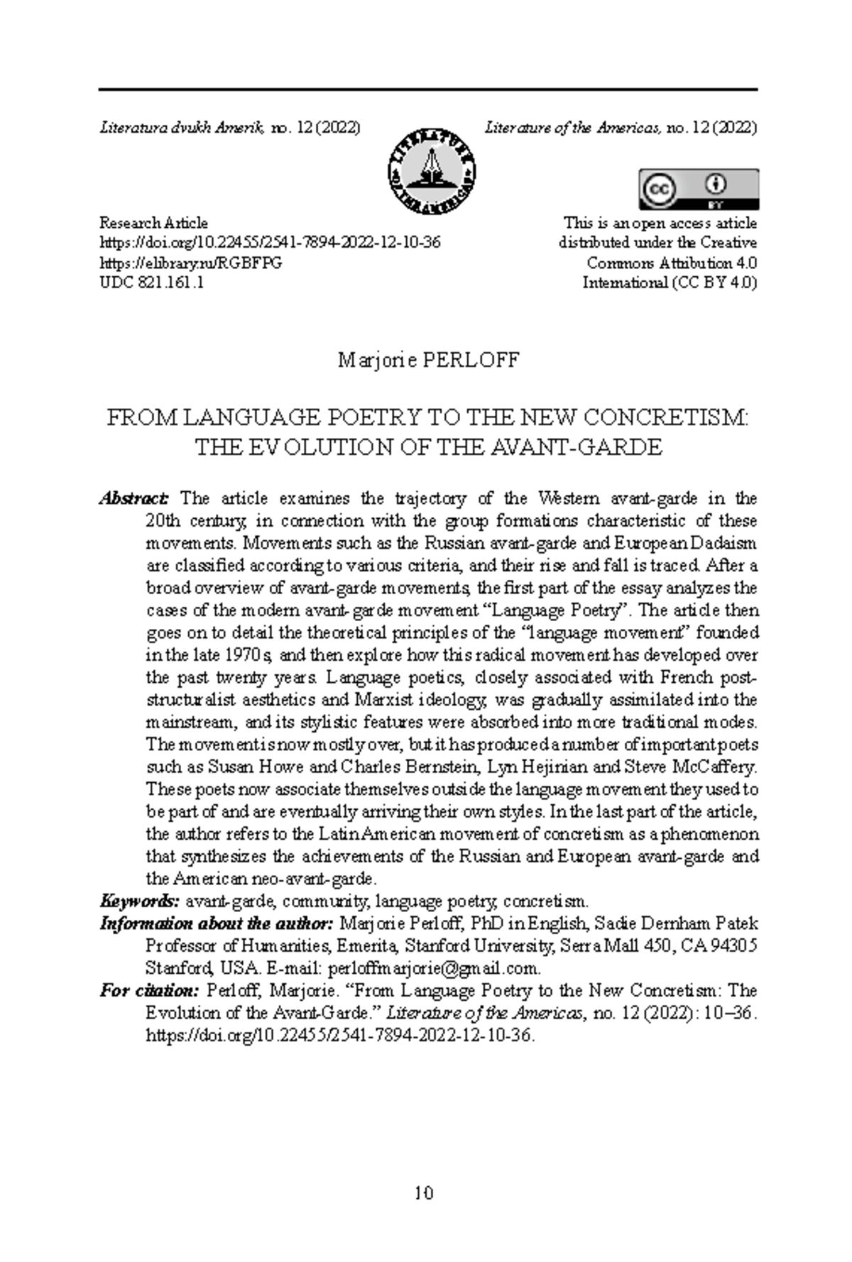 Language Poetry to New Concretism: Evolution in Lit of the Americas, No ...