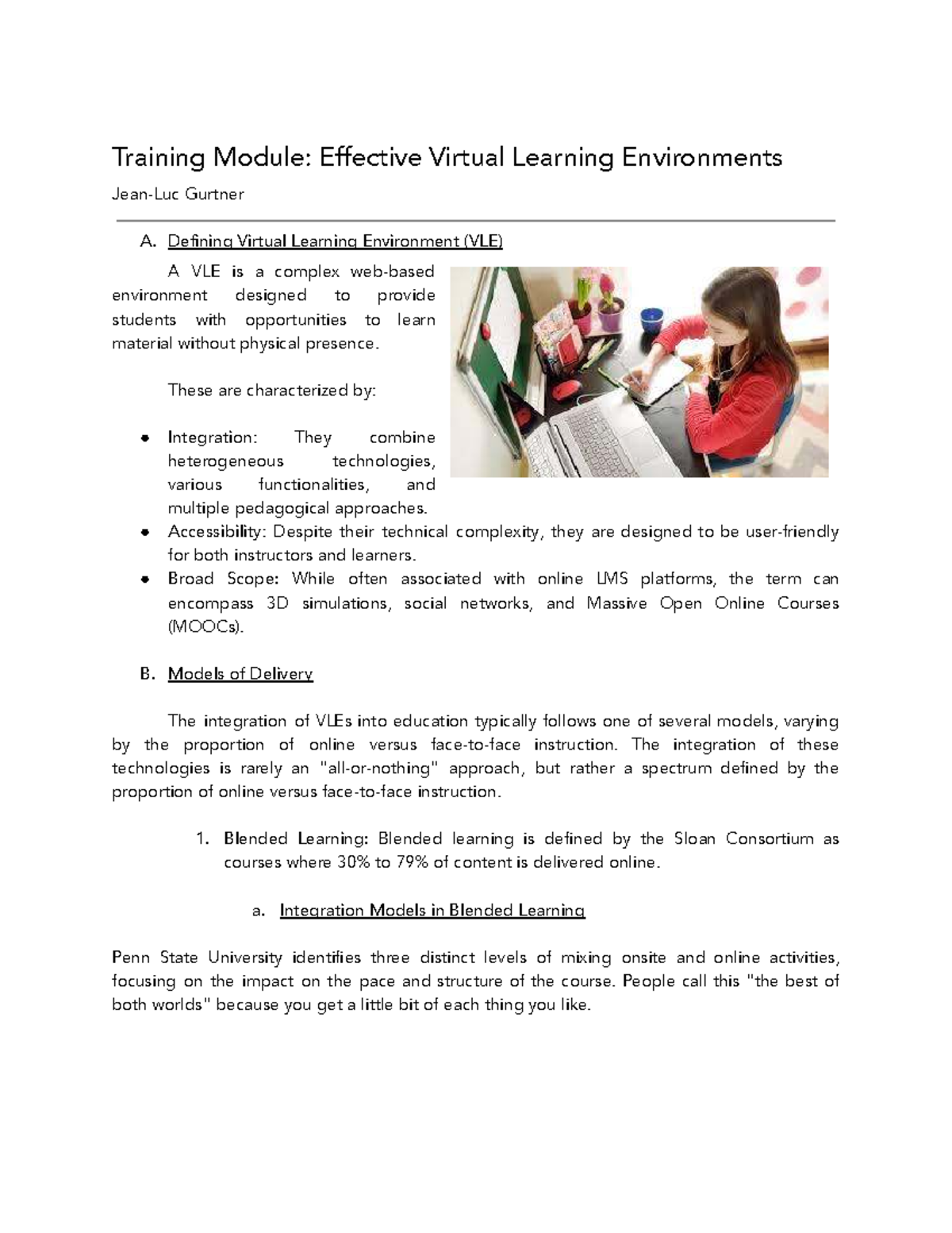 Training Module: Effective Virtual Learning Environments - Studocu