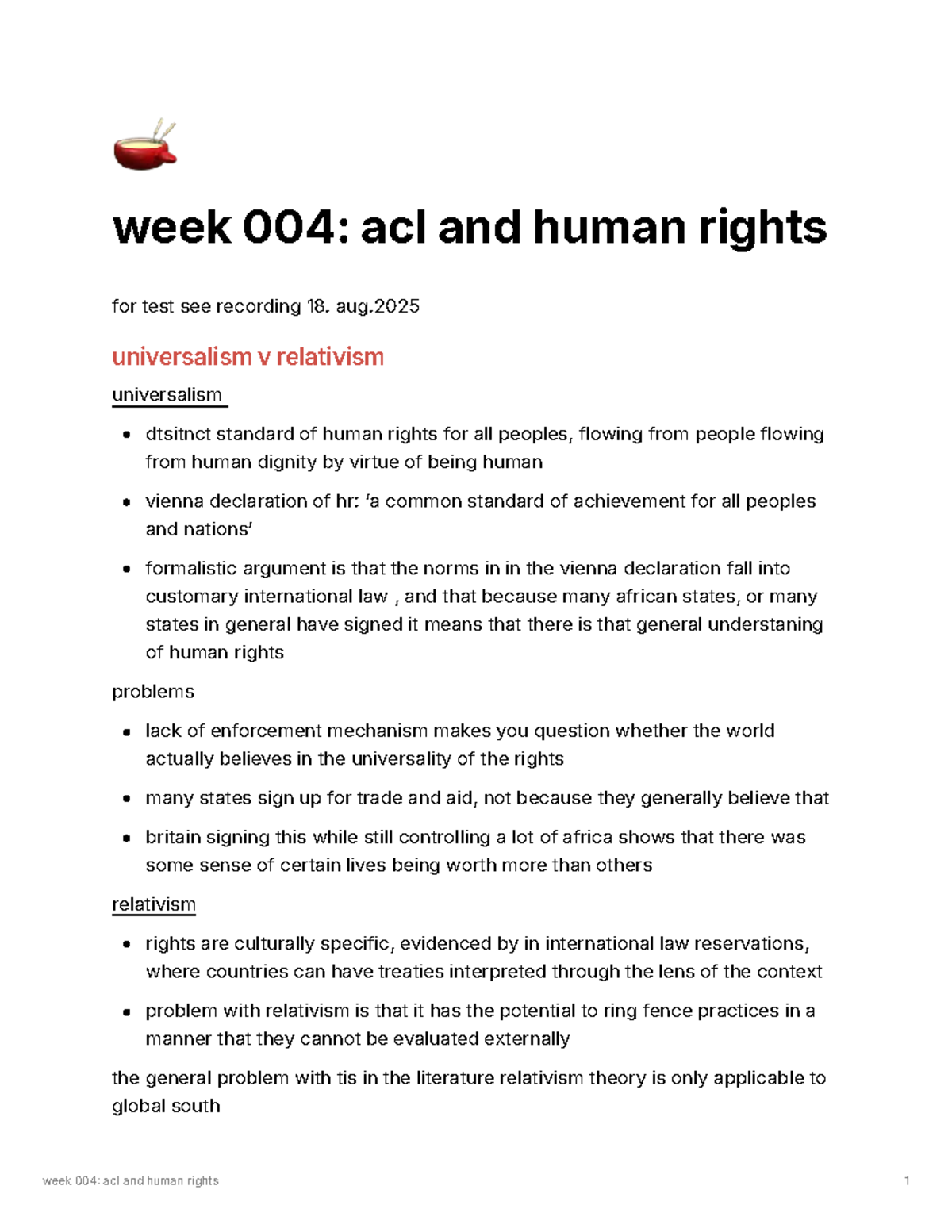 Week 004: ACL and Human Rights - Universalism vs. Relativism Analysis ...