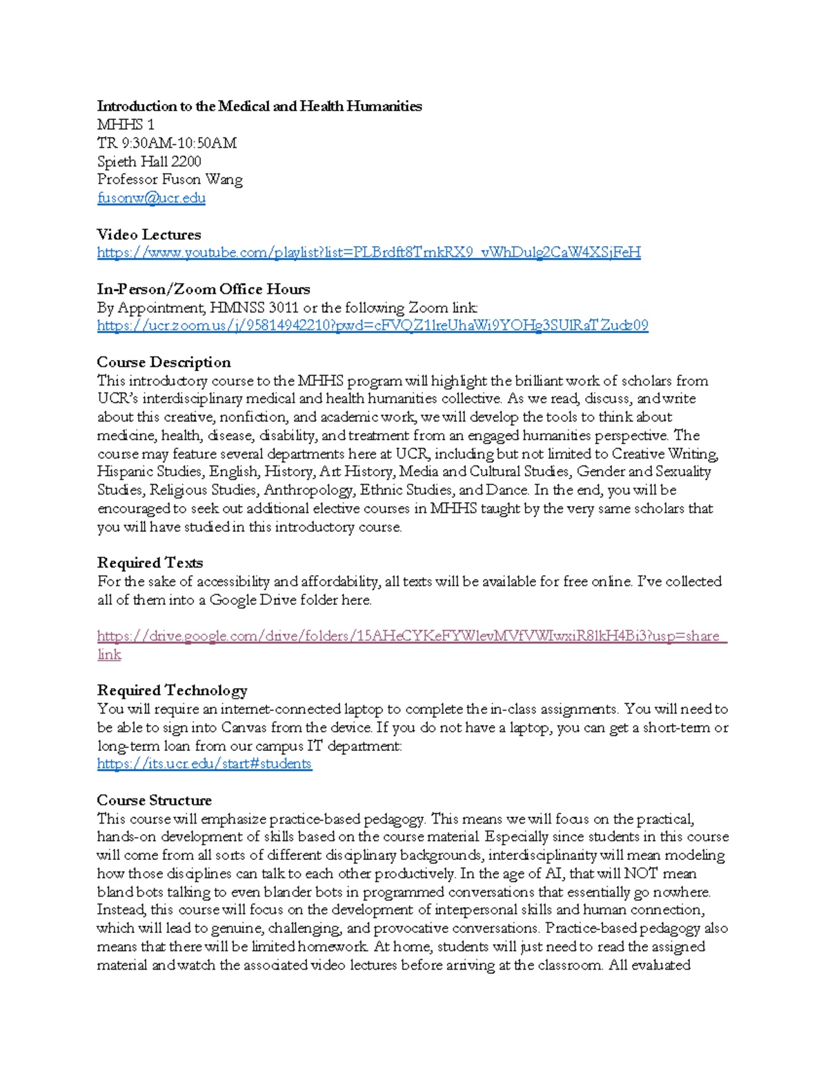 MHHS 1: Intro to Medical & Health Humanities Course Overview - Studocu