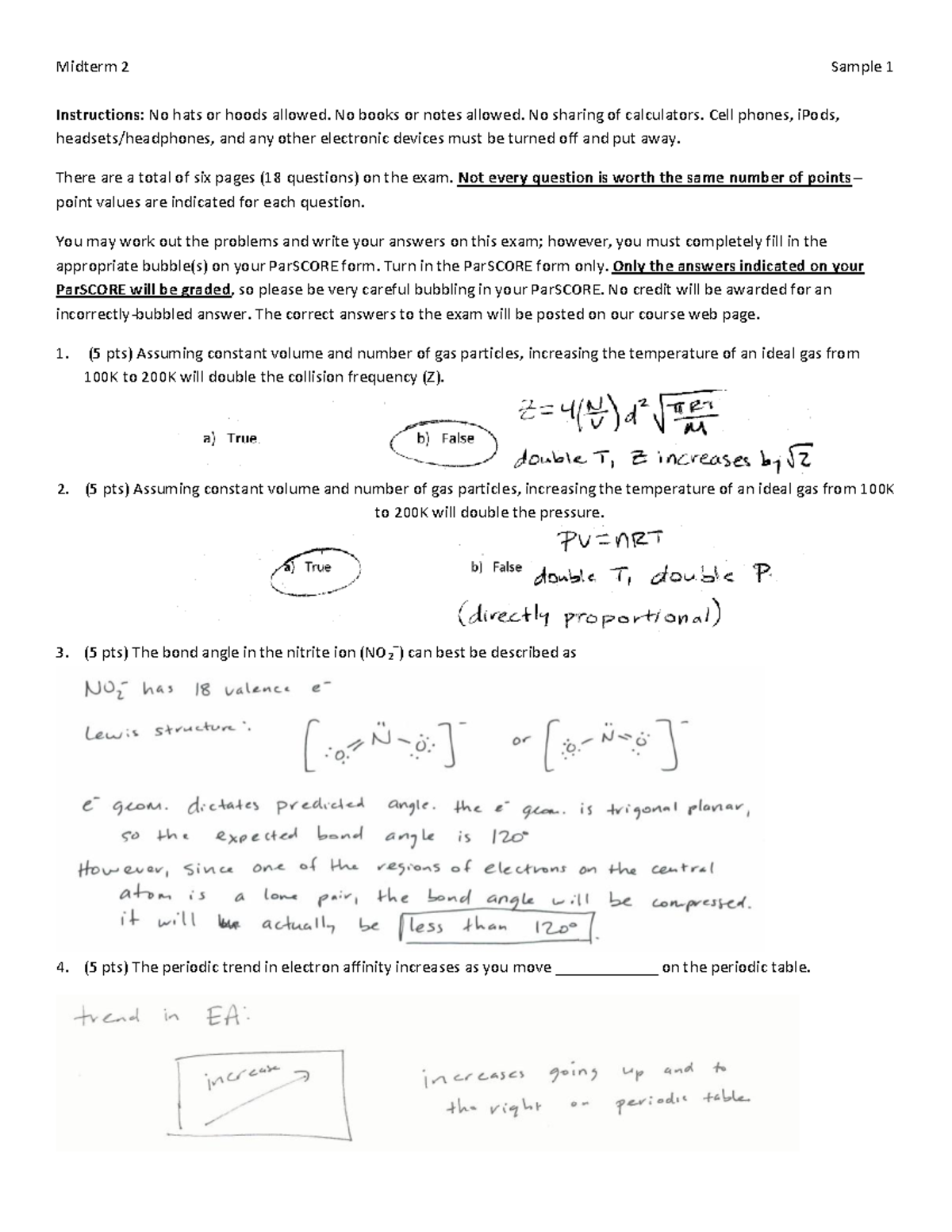 Midterm 2 Exam Sample - Chem Concepts & Problem Solving - Studocu