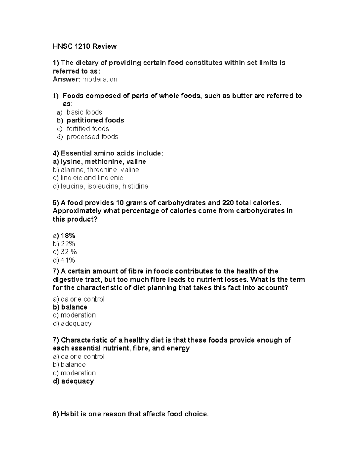 HNSC 1210 Final Exam Summary: Food & Nutritional Values Review Notes ...