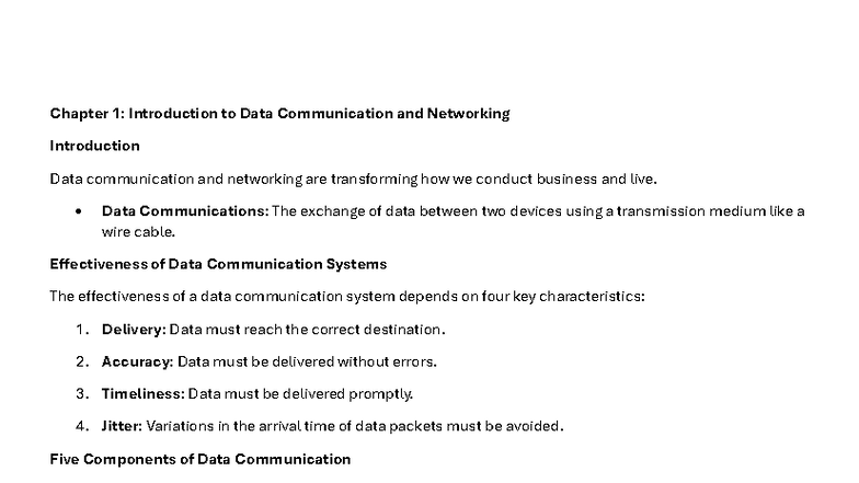 ITT400 Chapter 1: Intro to Data Communication & Networking - Studocu