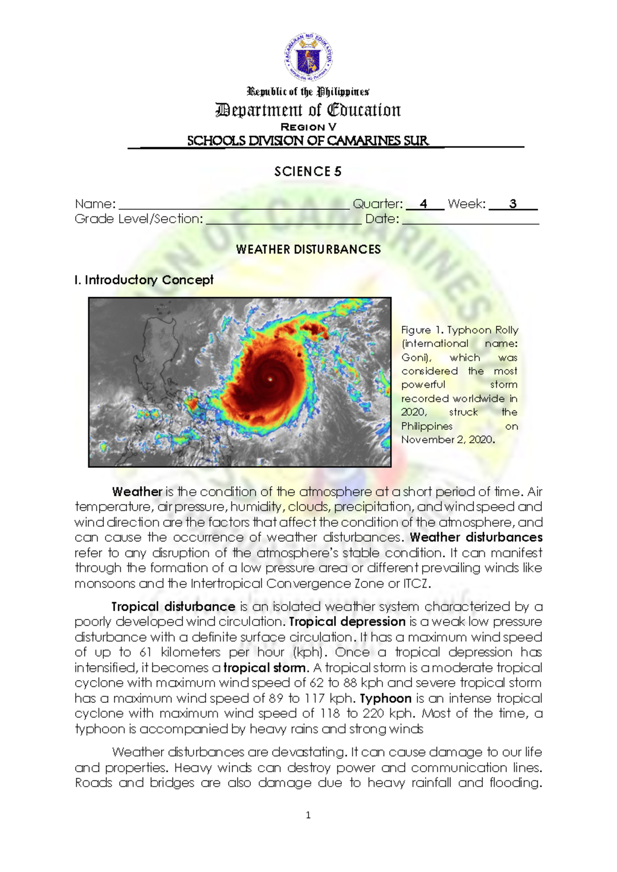 3 5 EBE S5 Q4 W3 Weather disturbances Armea - 1 Republic of the ...