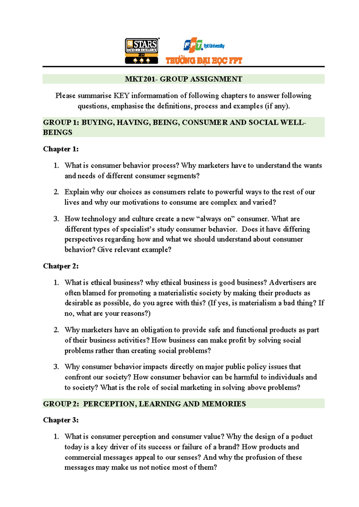 MKT201-Group Assignment- Fall 2023 - MKT201- GROUP ASSIGNMENT Please ...