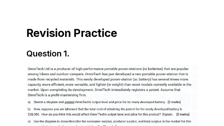 Revision Practice Questions for Economics 101 - Studocu