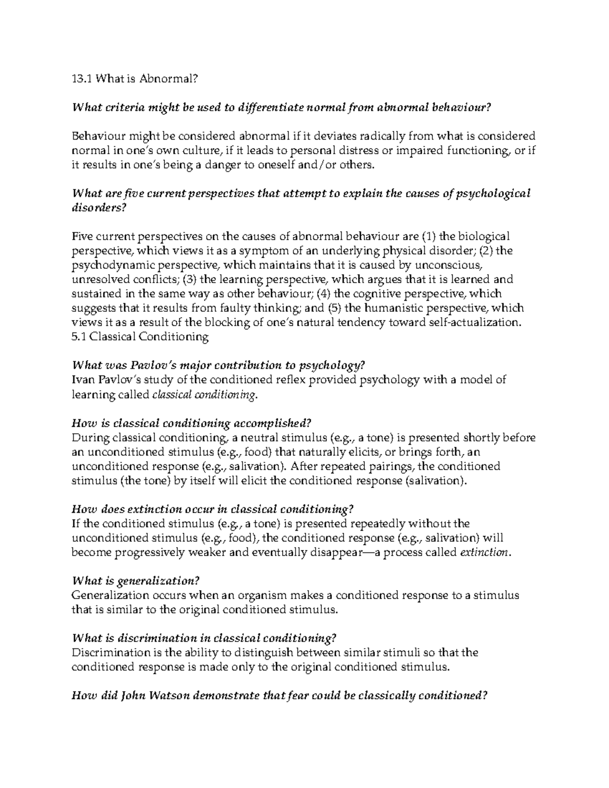 13-Psych Summary - 13 What is Abnormal? What criteria might be used to ...