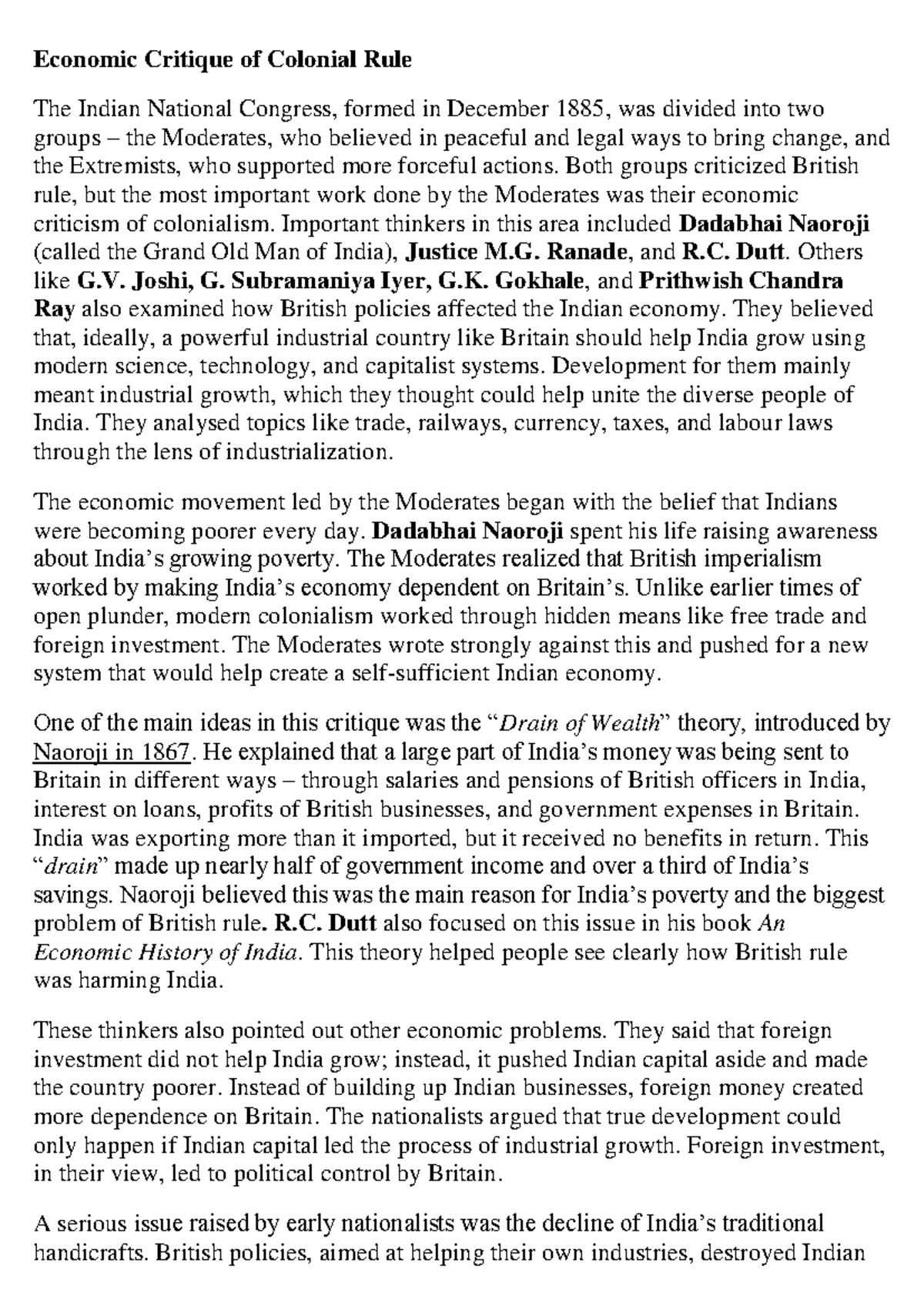 Economic Critique of Colonial Rule: Insights from Indian Nationalists ...
