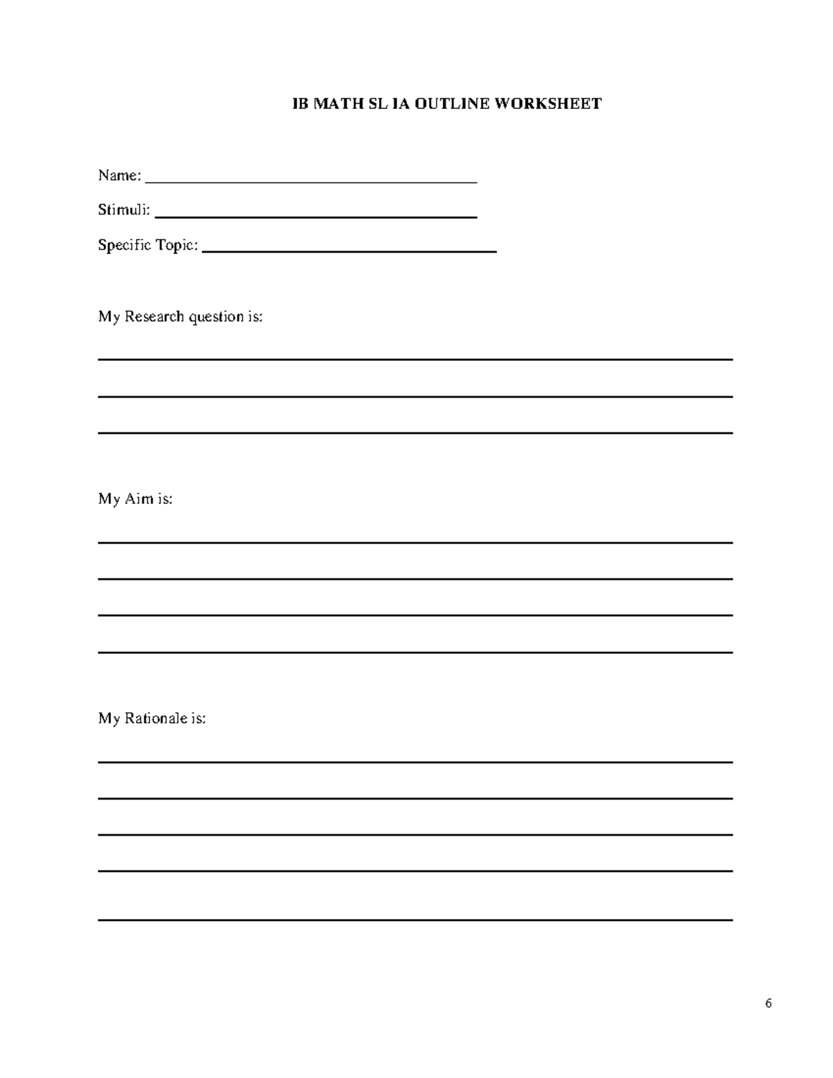 Exploration outline worksheet - Matematyka - Zakres rozszerzony - 6 IB ...