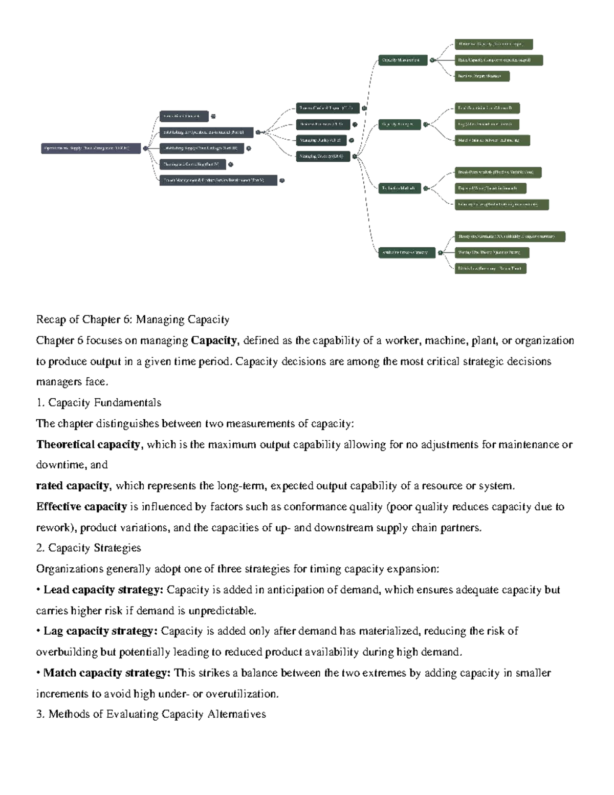 Recap of Chapter 6: Managing Capacity in MGMT 101 - Studocu