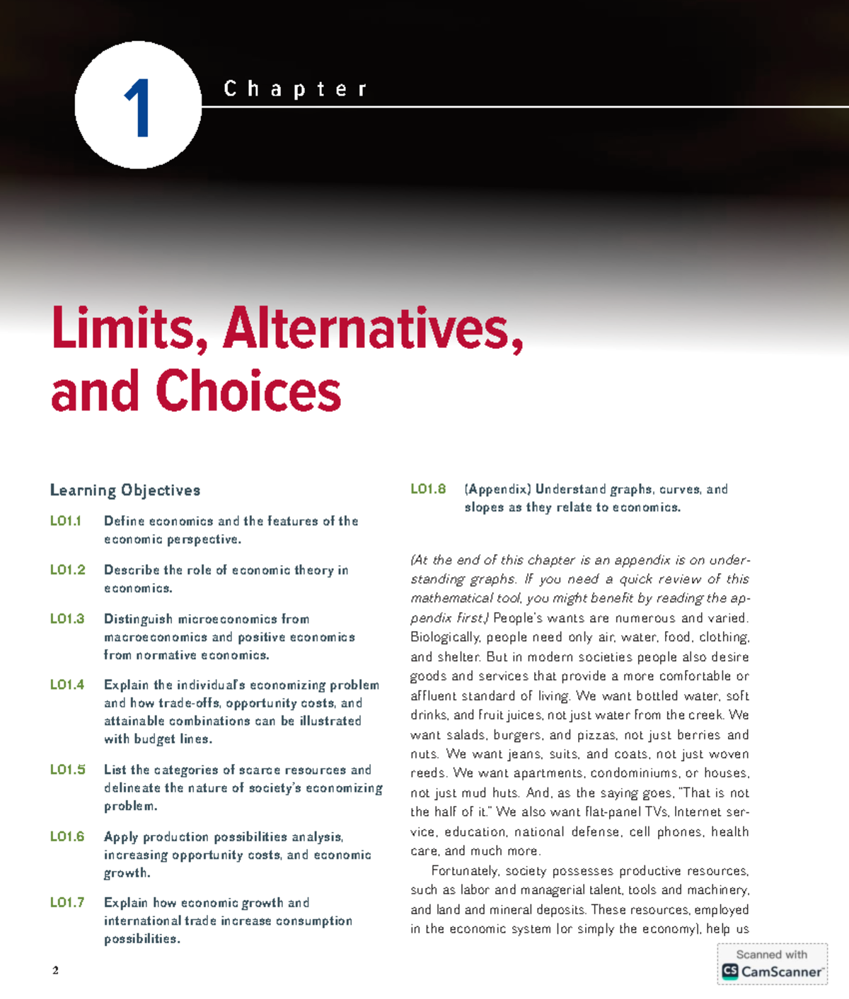 ECON 101 - Chapter 1: Limits, Alternatives, and Choices Overview - Studocu