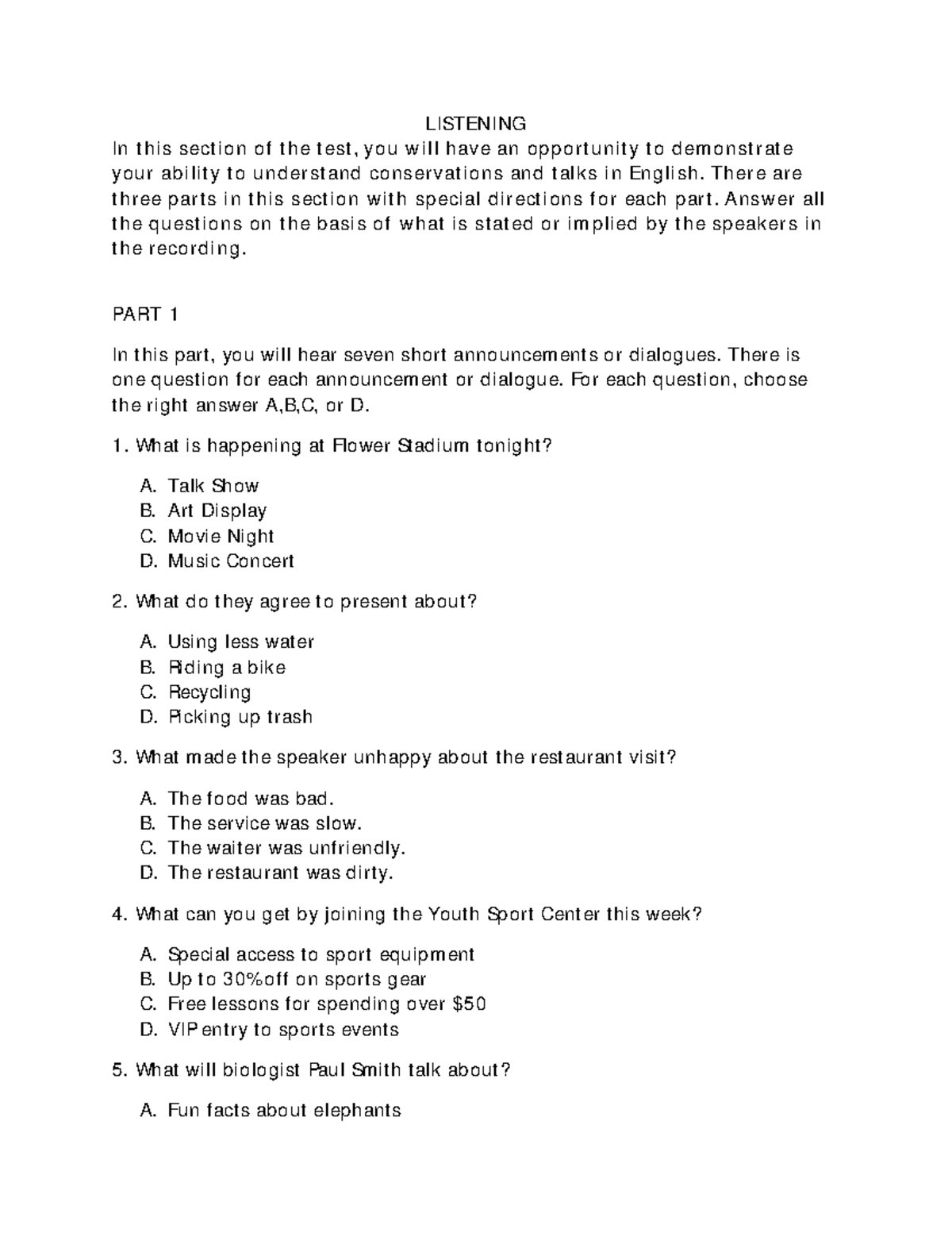 De-thi - Summary Tiếng Anh T.Tin - Listening & Reading Test 5 - Studocu