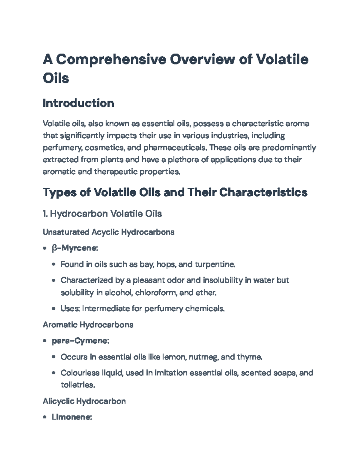 Comprehensive Overview of Volatile Oils: Types, Characteristics & Uses ...