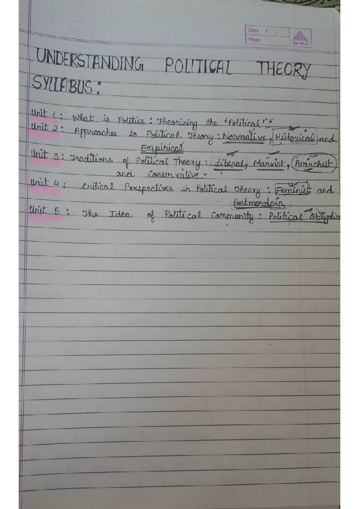 Unit 1: Understanding Political Theory - What is Politics? - Studocu