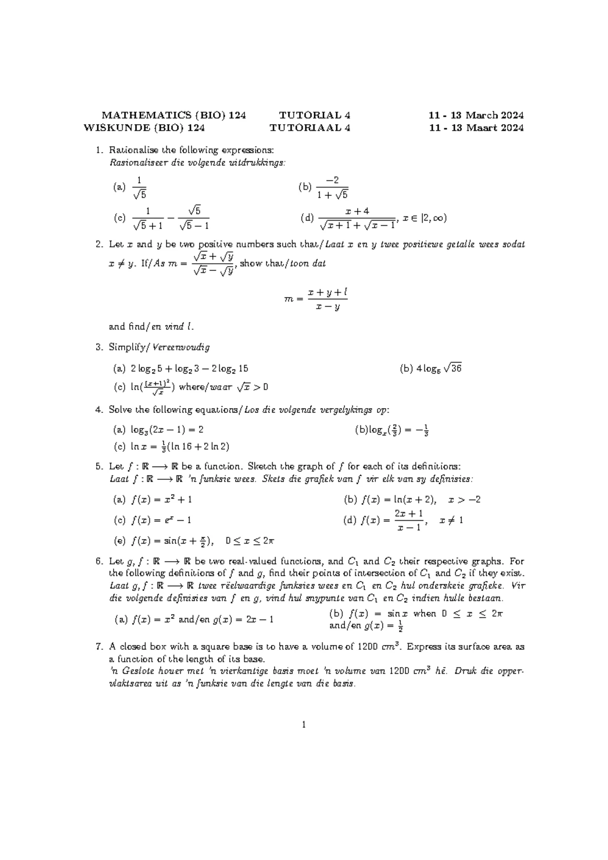 A3 2023 Assessment - Mathematics (Bio) 124 Practice Questions - Studocu