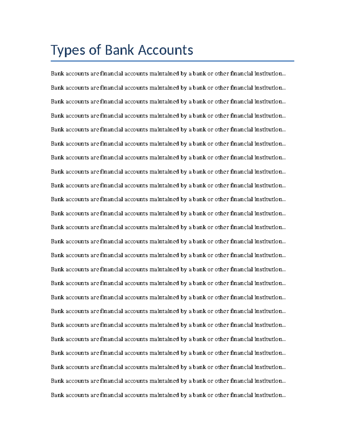Types of Bank Accounts: Overview and Key Features - Studocu