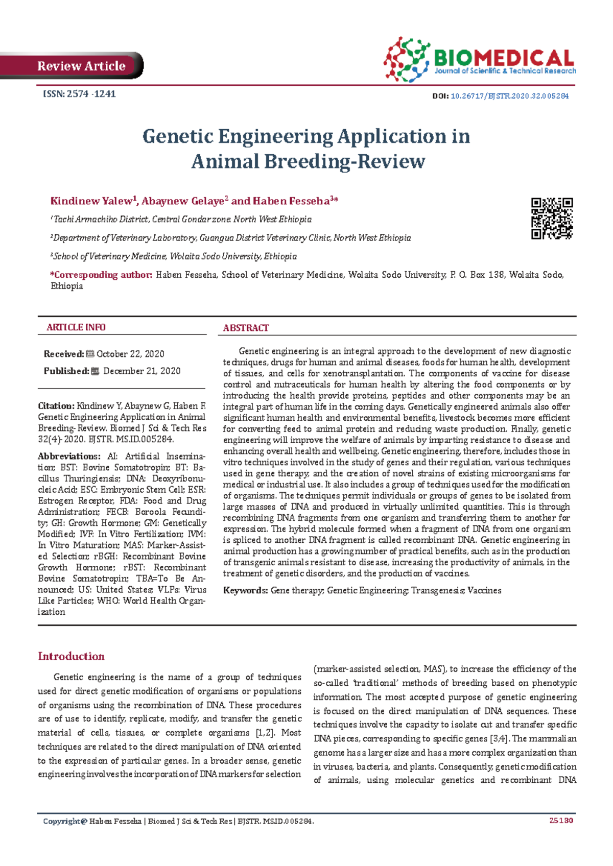 Genetic Engineering Applications in Animal Production: A Review (BJSTR ...