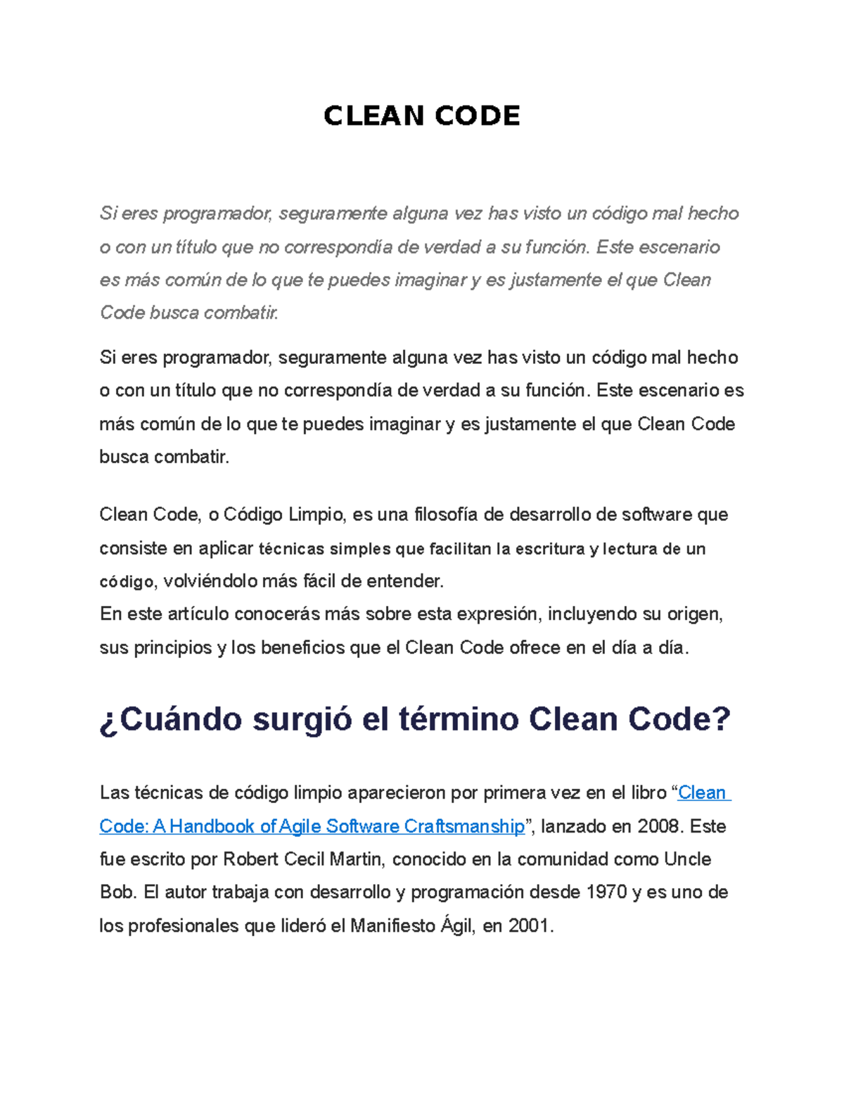 Clean CODE - CODIGO LIMPIO - CLEAN CODE Si eres programador ...