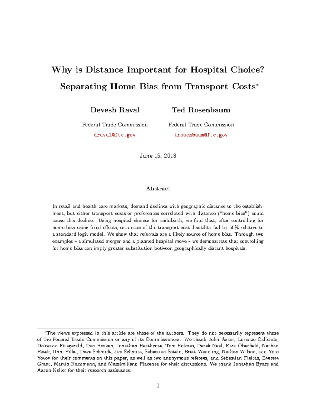 Working paper 335 revised - Why is Distance Important for Hospital ...