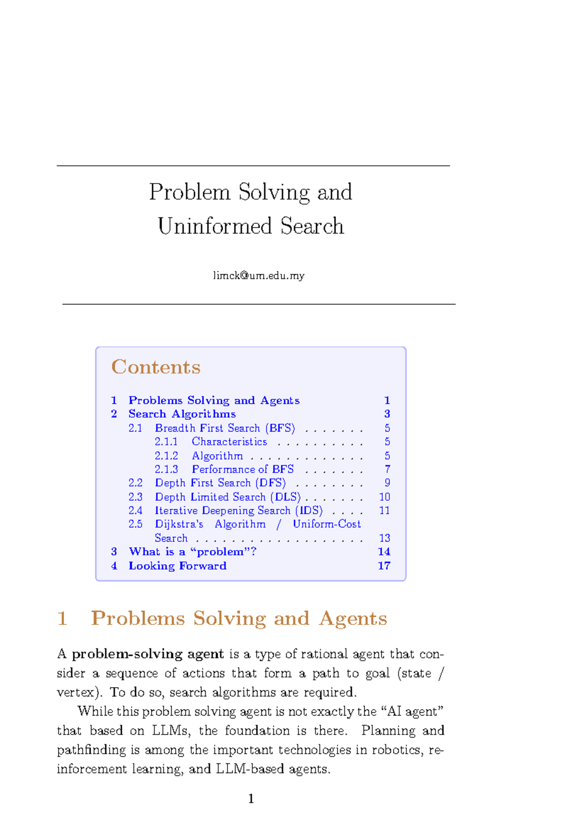 Problem Solving and Uninformed Search (CS101) - Lecture Notes - Studocu