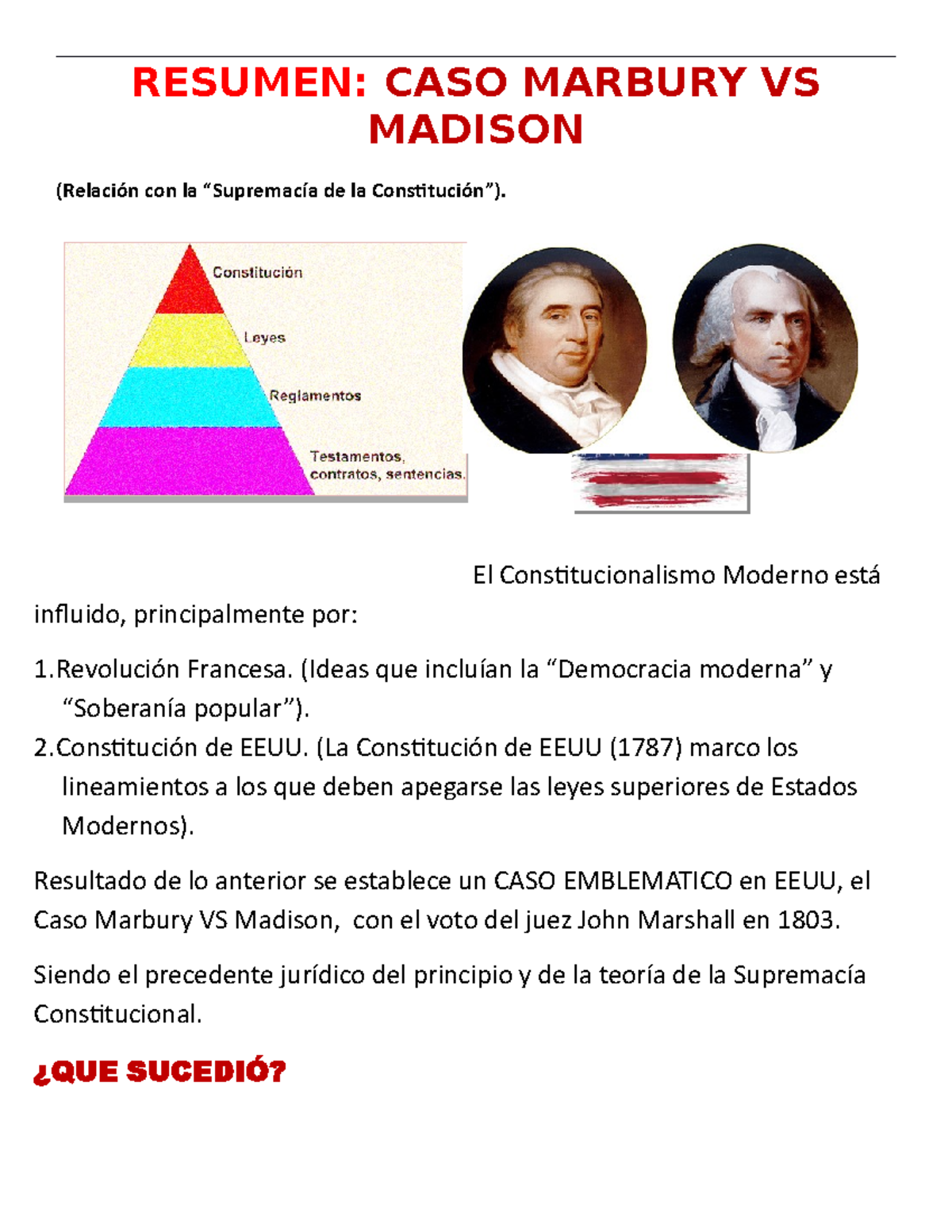 Resumen del Caso Marbury vs Madison y la Supremacía Constitucional ...