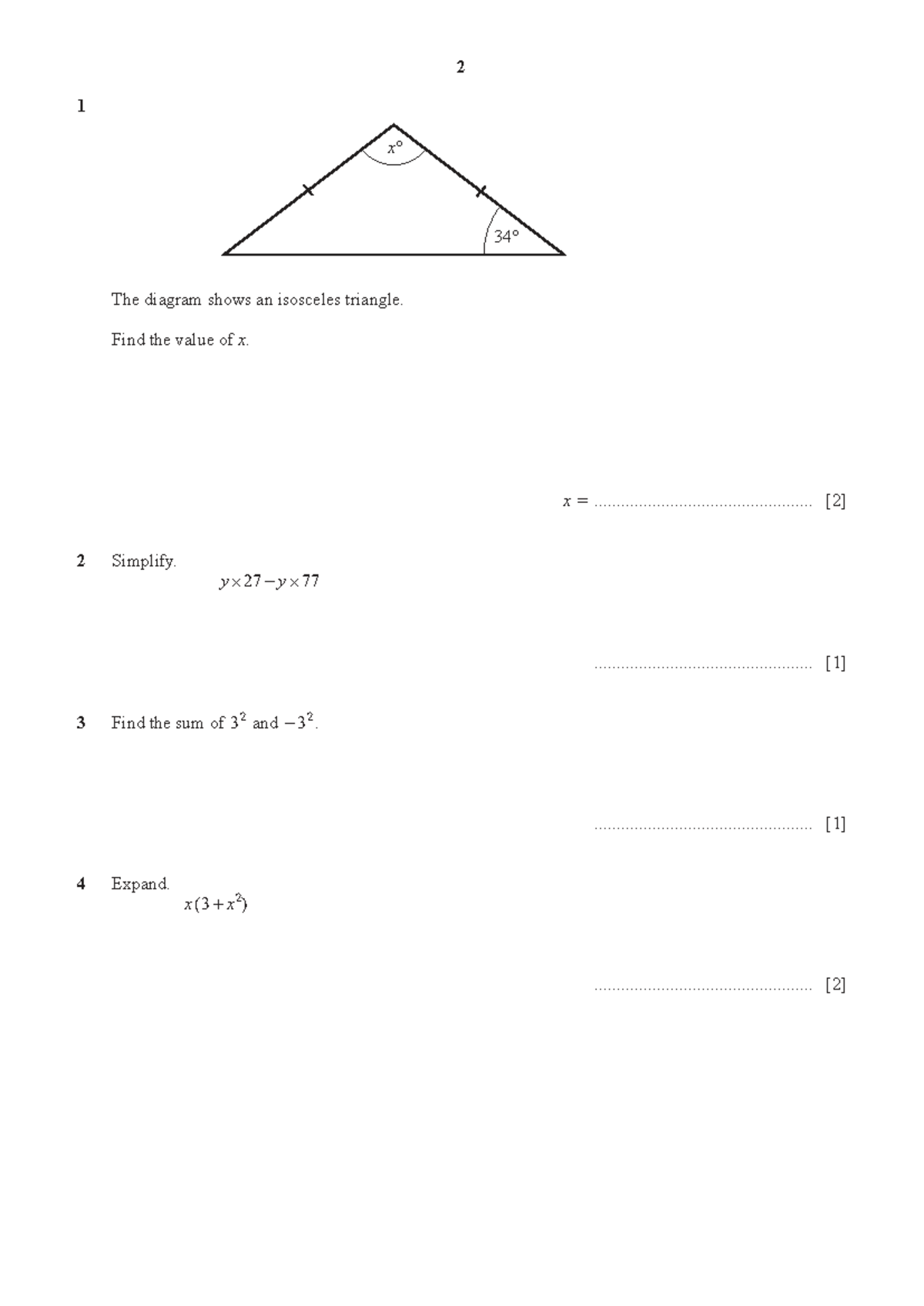 E Maths Practice Test (53 Marks) - UCLES 2022 - Studocu