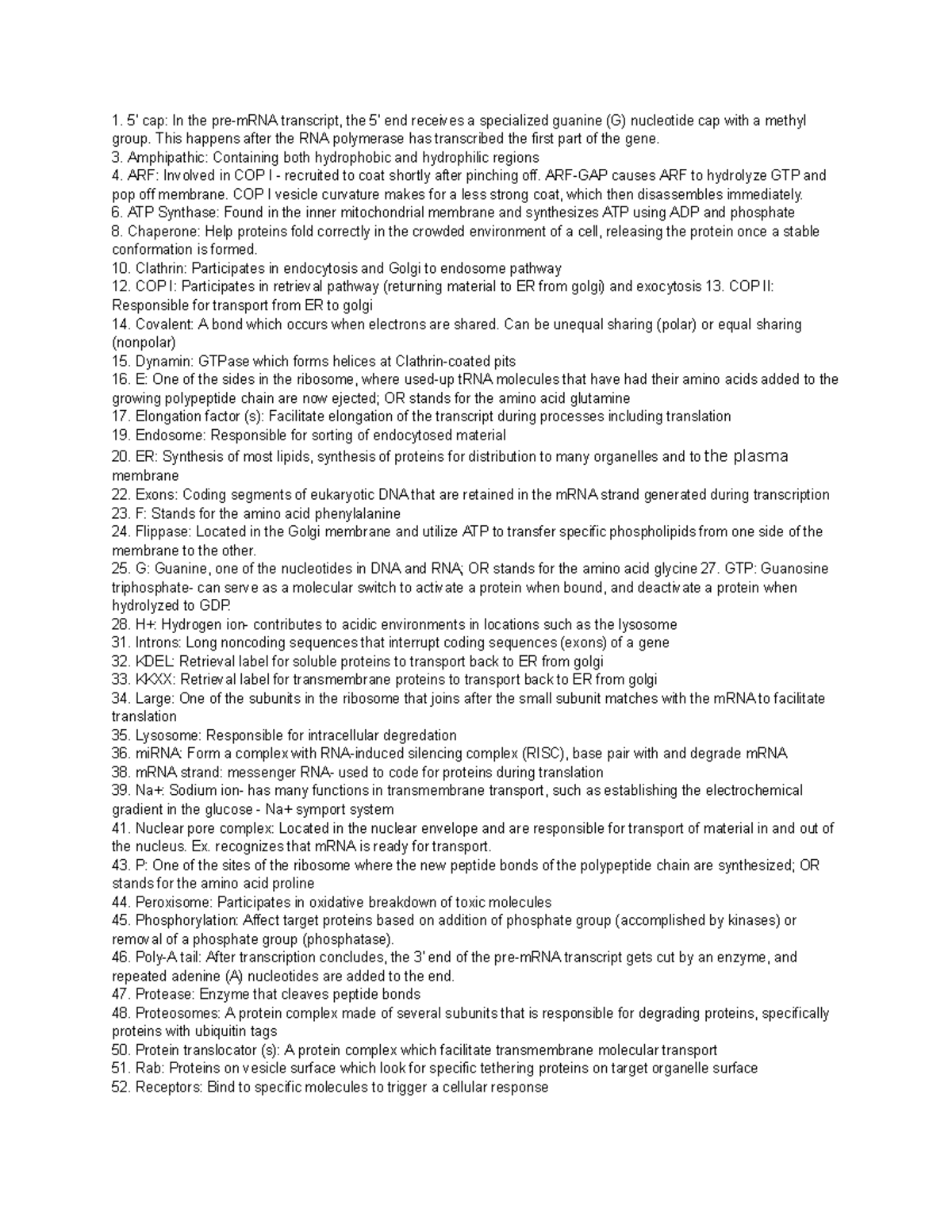 Cell Biology Exam 1 Study Guide: Key Concepts and Terms - Studocu