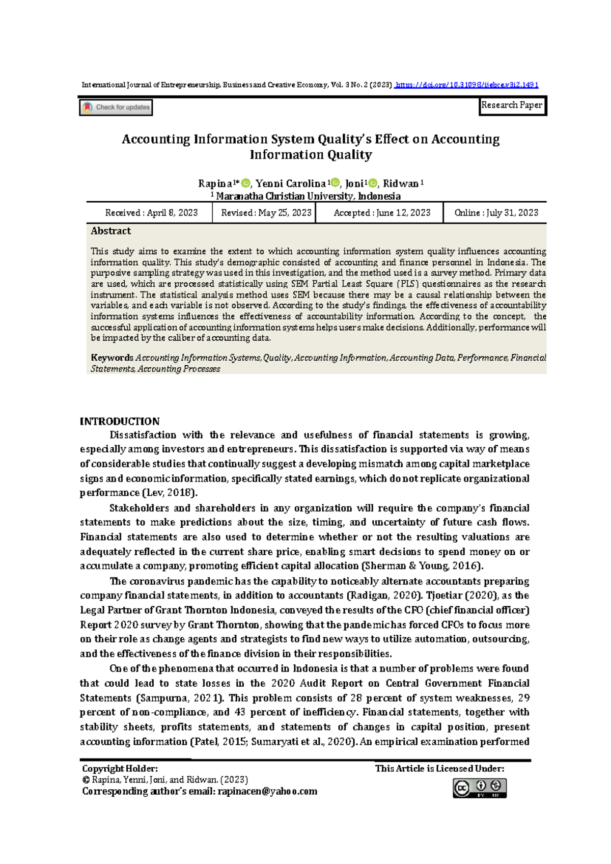 Accounting Information System Quality's Impact on Accounting Data ...