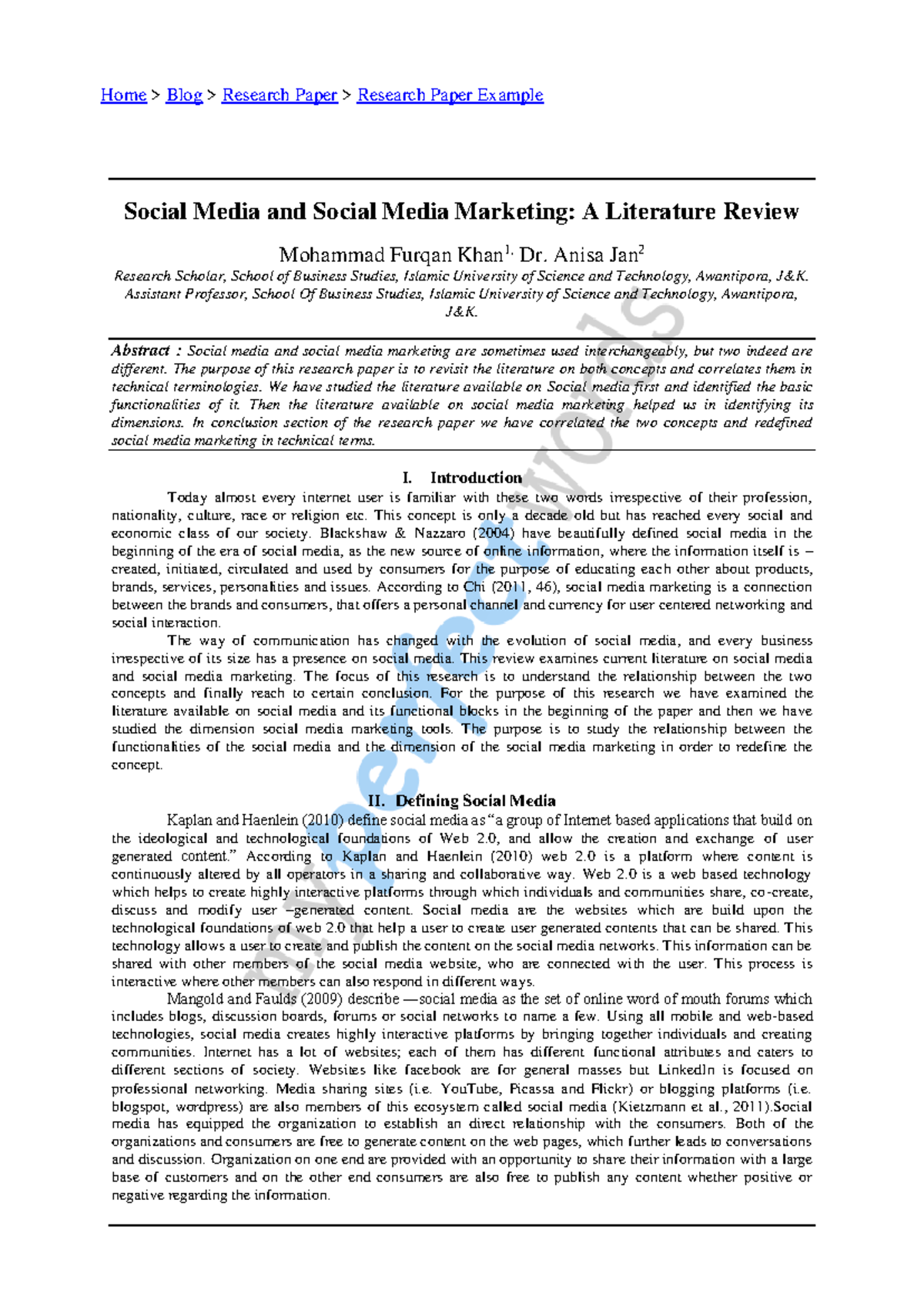 Social media and social media marketing a literature review pdf - IOSR ...