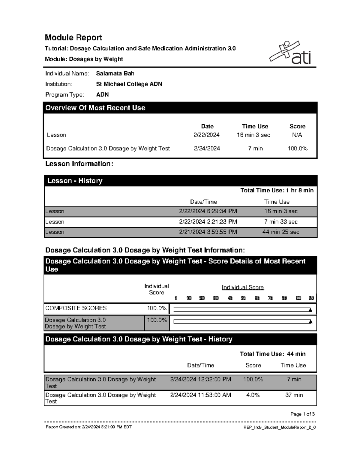 ADN Module Report: Dosage Calculation & Safe Medication Admin - Studocu