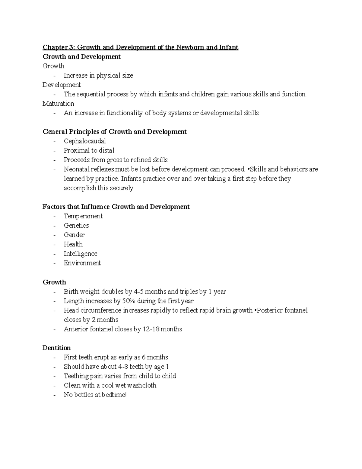PEDS 101: Growth & Development of Newborns and Infants - Ch. 3 Notes ...