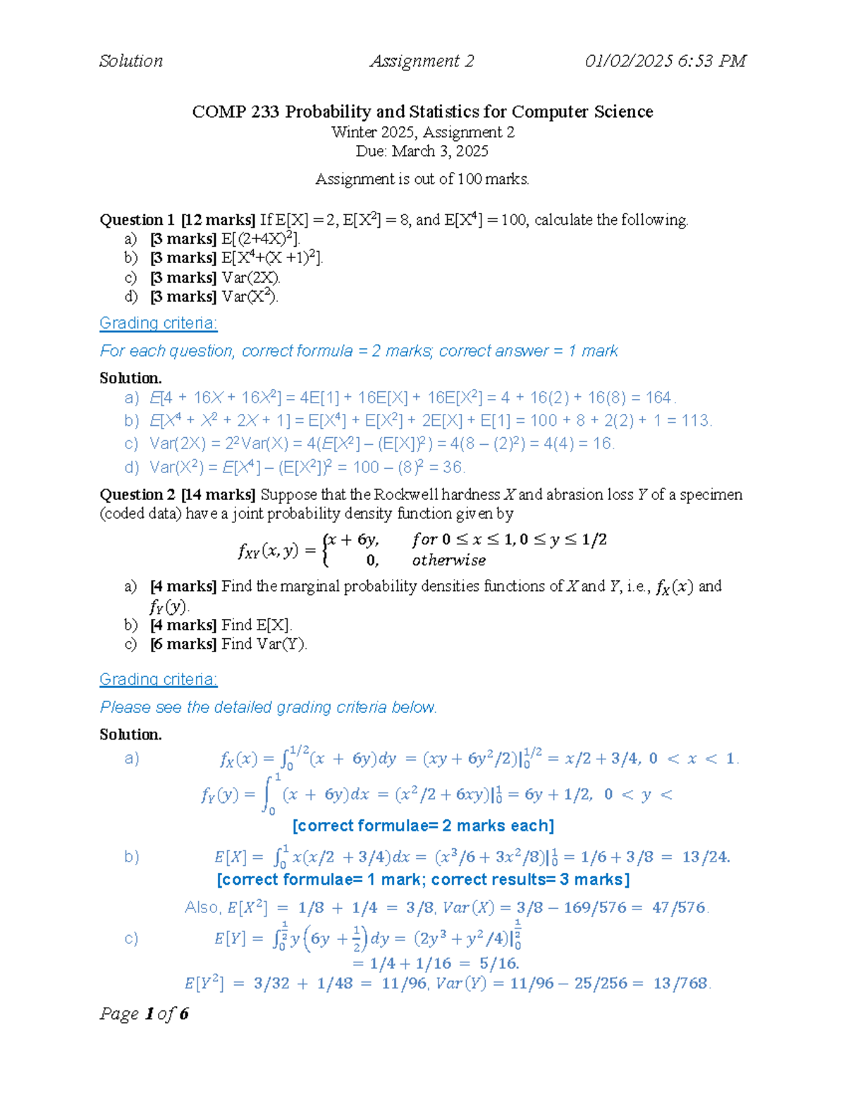 COMP 233 W25 Assignment 2 Complete Solutions and Explanations - Studocu