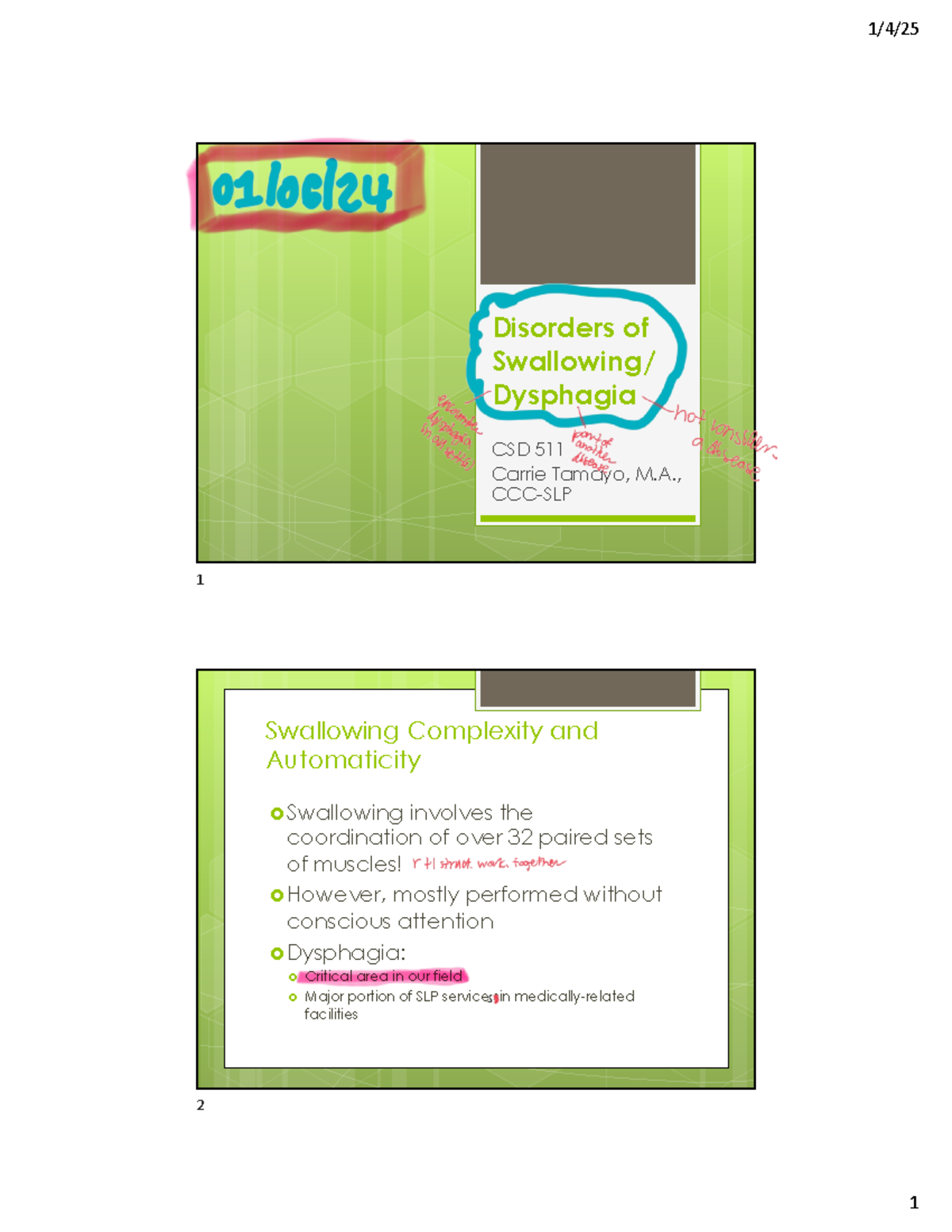 Dysphagia Disorders and Management Strategies - CSD 511 Lecture Notes ...
