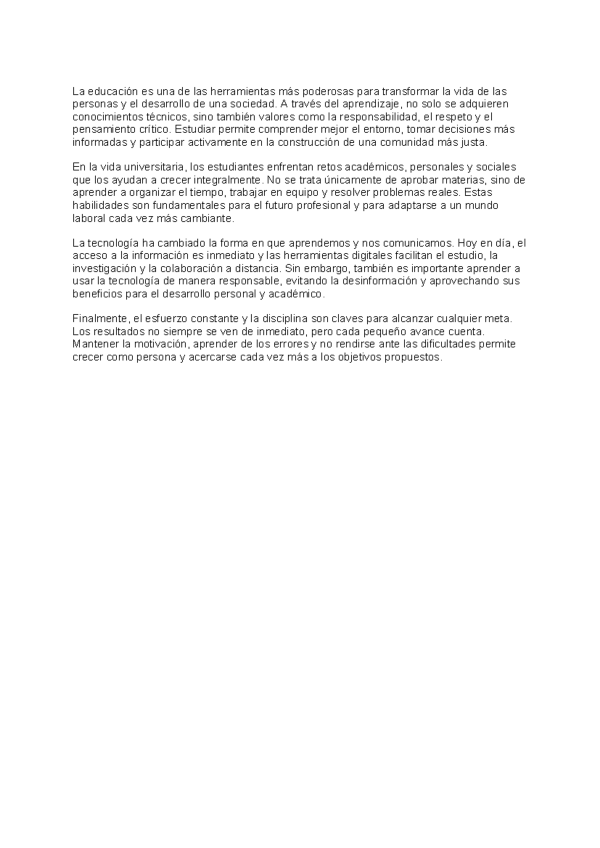 La educación como herramienta de transformación social y personal - Studocu