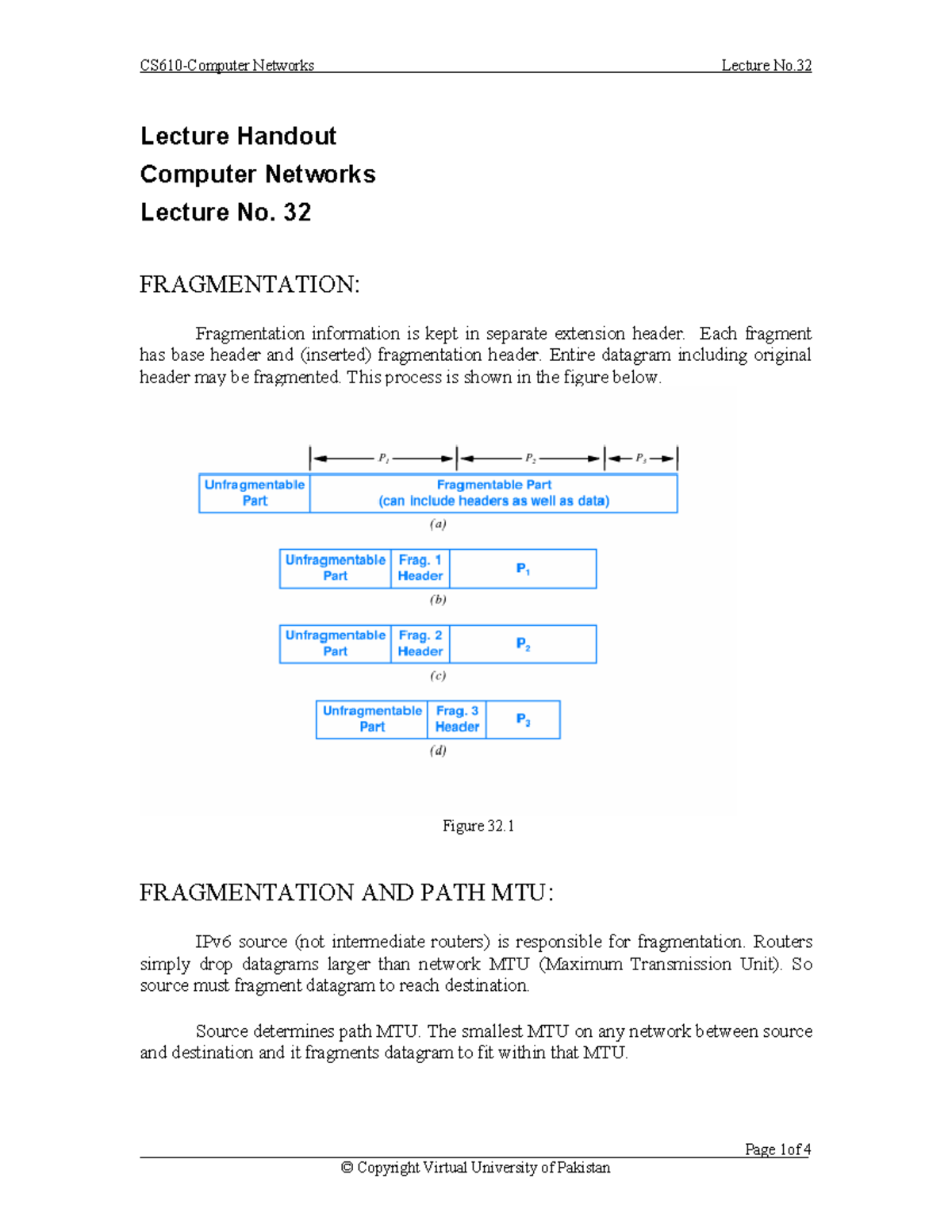 Networks Lecture No. 32: Fragmentation and IPv6 Addressing Notes - Studocu