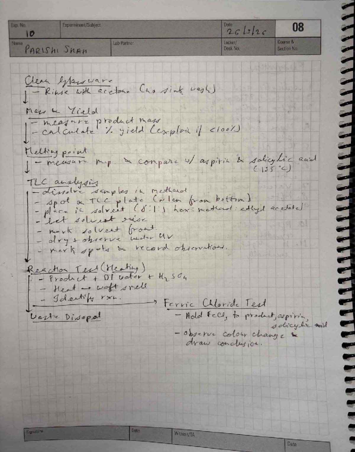 Chem 1AA3 Lab 10 Report: Experiment Observations and Data - Studocu