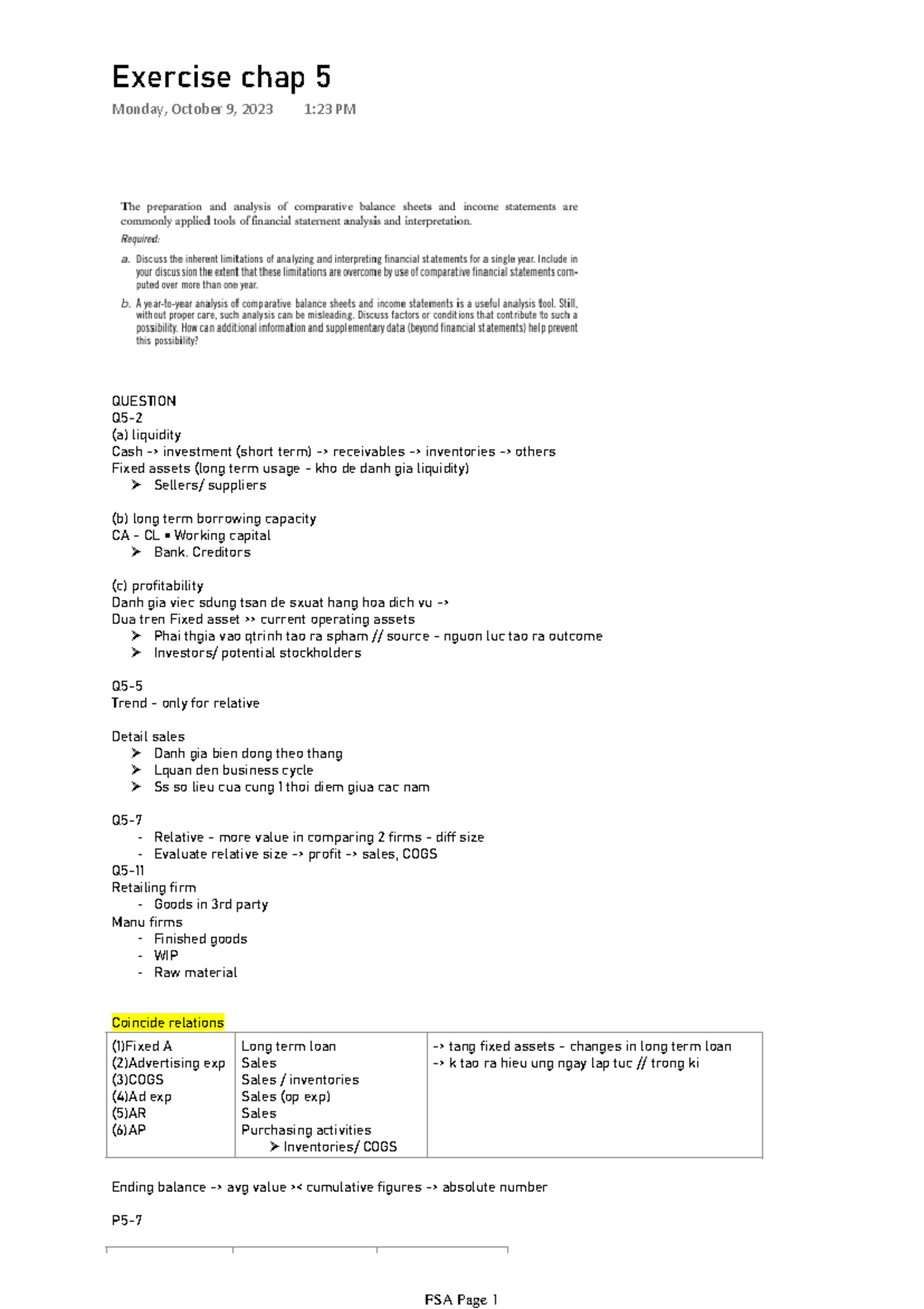 Exercise Chapter 5 - Financial Metrics Analysis Notes - Studocu