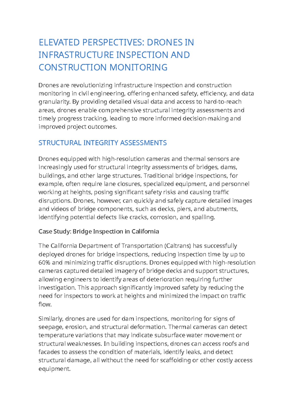 Drones in Civil Engineering: Infrastructure Inspection & Monitoring ...