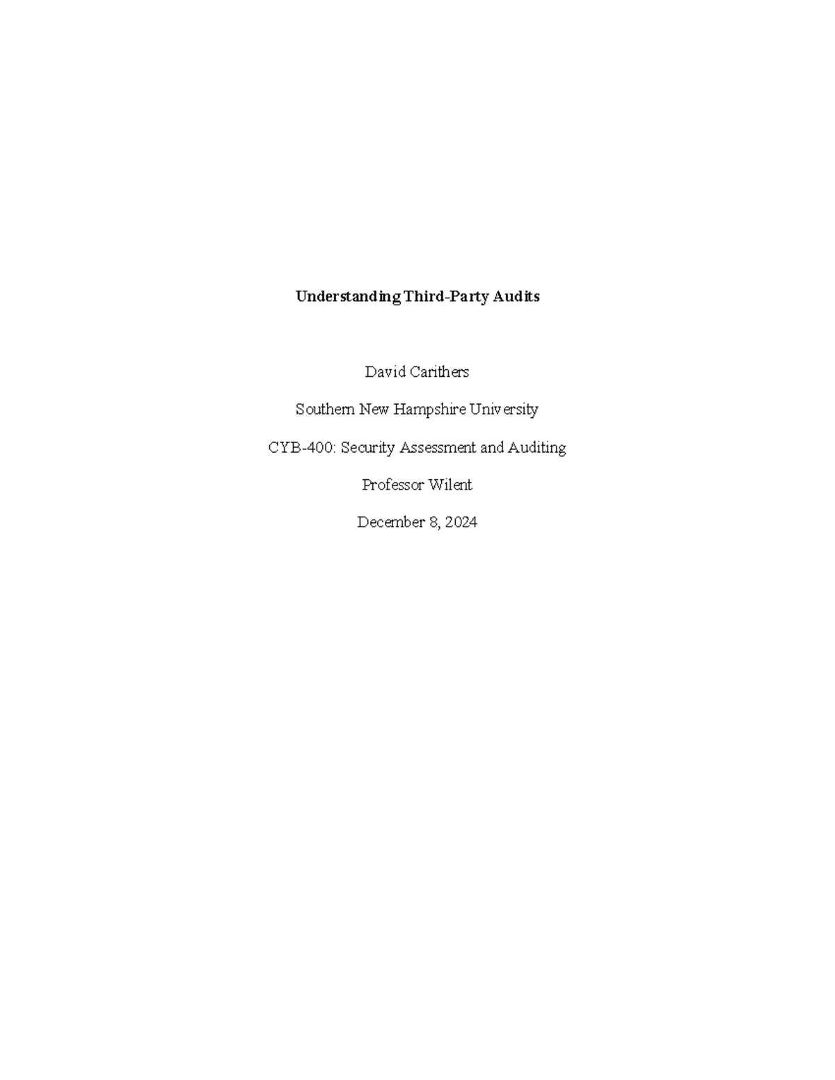 CYB 400 Understanding Third Party Audits - Understanding Third-Party ...