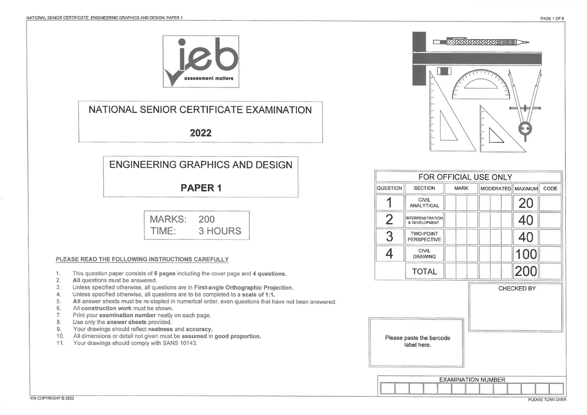 NSC EGD P1 2023 - Final Exam Paper 1: Detailed Instructions and ...