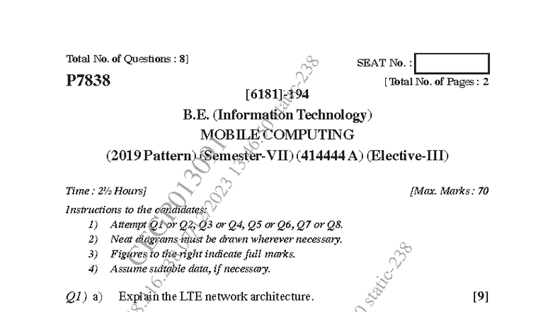 B.E. (IT) Mobile Computing Final Exam - Nov Dec 2023 - Studocu