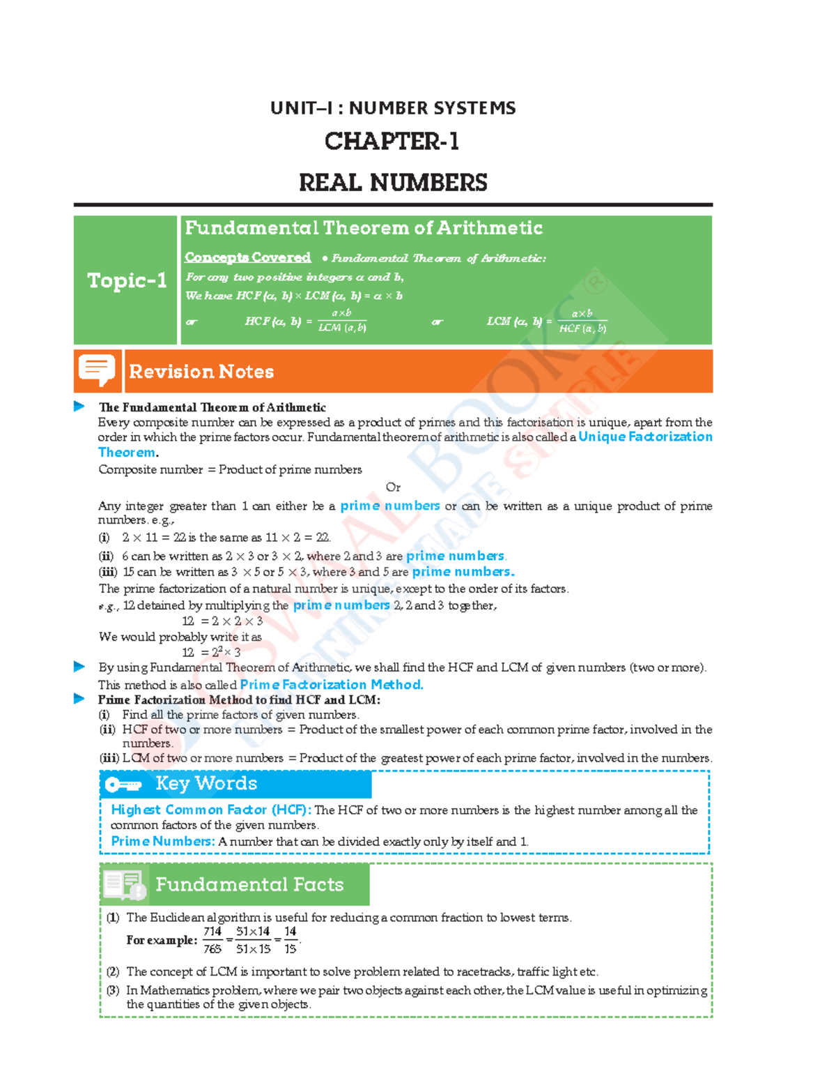 1 - Notes for class 10 maths - UNIT–I : NUMBER SYSTEMS CHAPTER- REAL ...