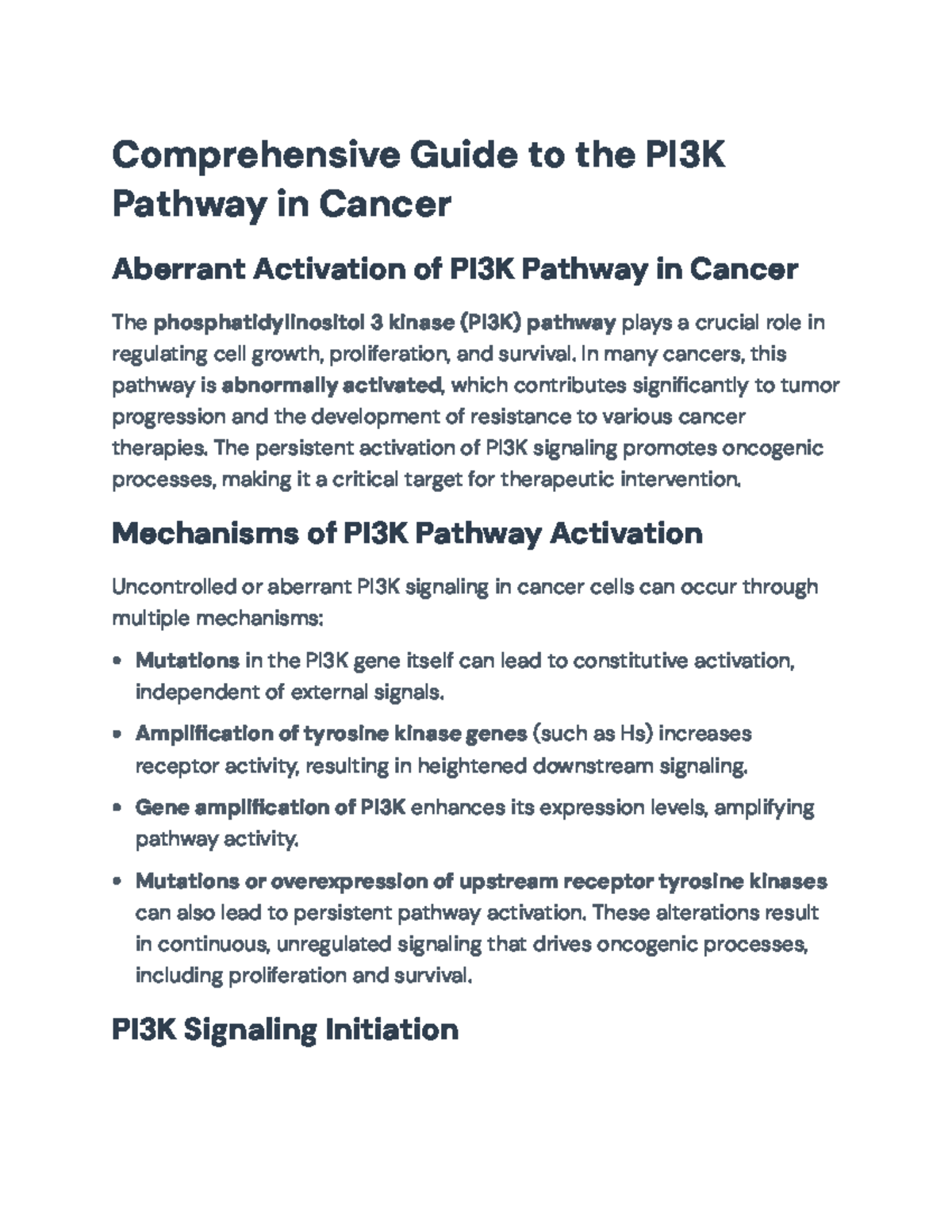 Comprehensive Overview of PI3K Pathway in Cancer: Activation Mechanisms ...