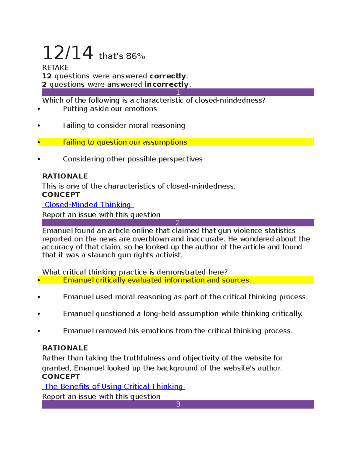 Critical Thinking - Milestone 1 Analysis & Review - Studocu
