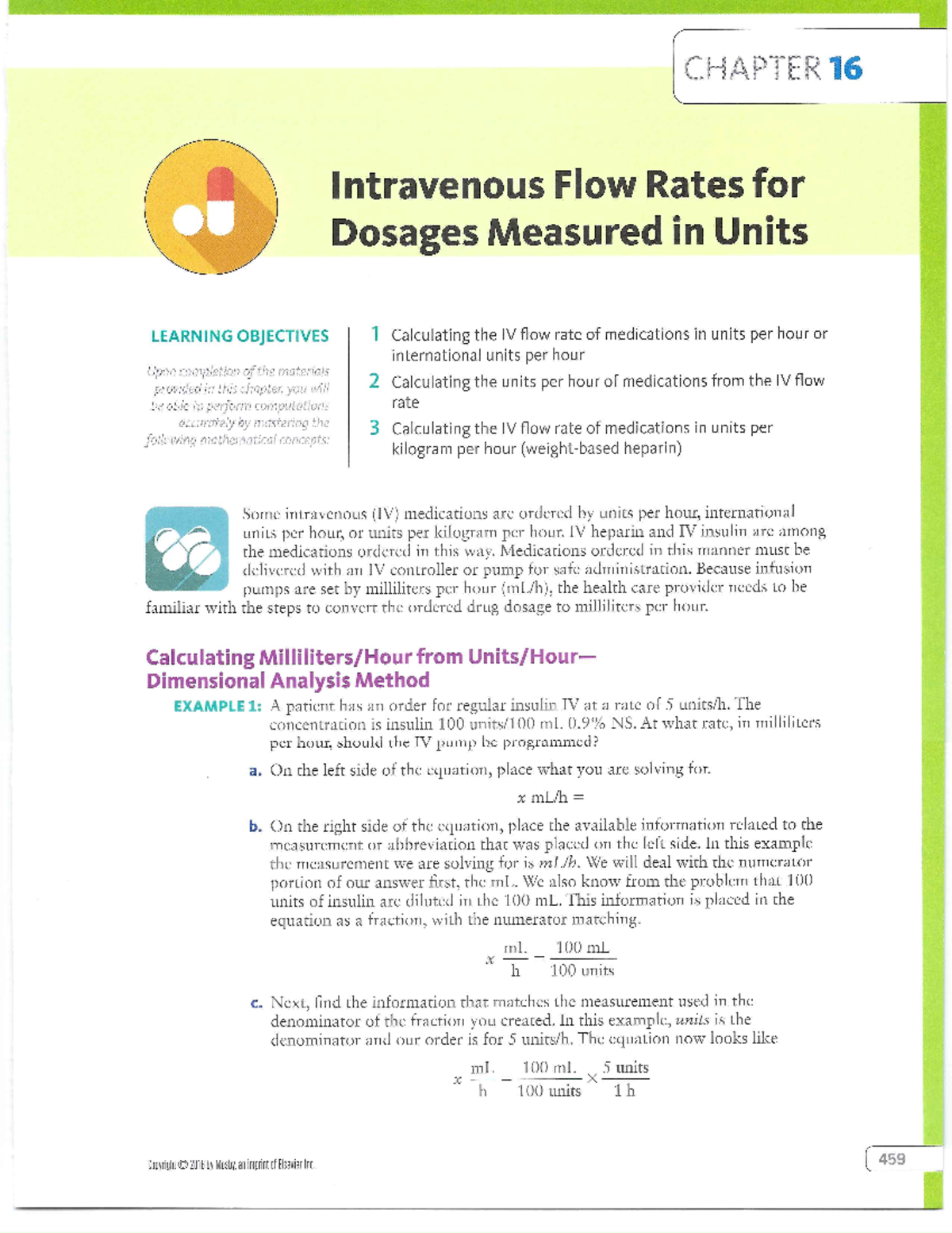 IV Flow Rates for Dosages Measured in Units - Studocu