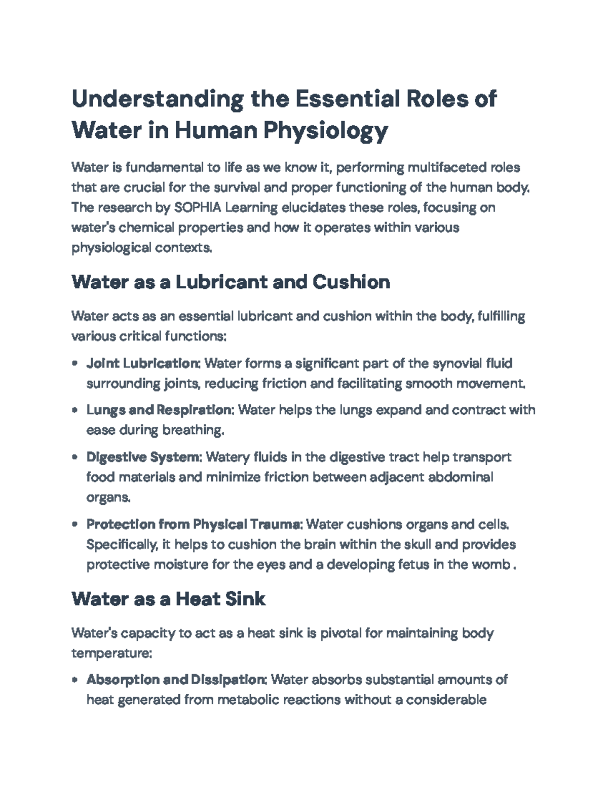 Understanding the Critical Roles of Water in Human Physiology ...
