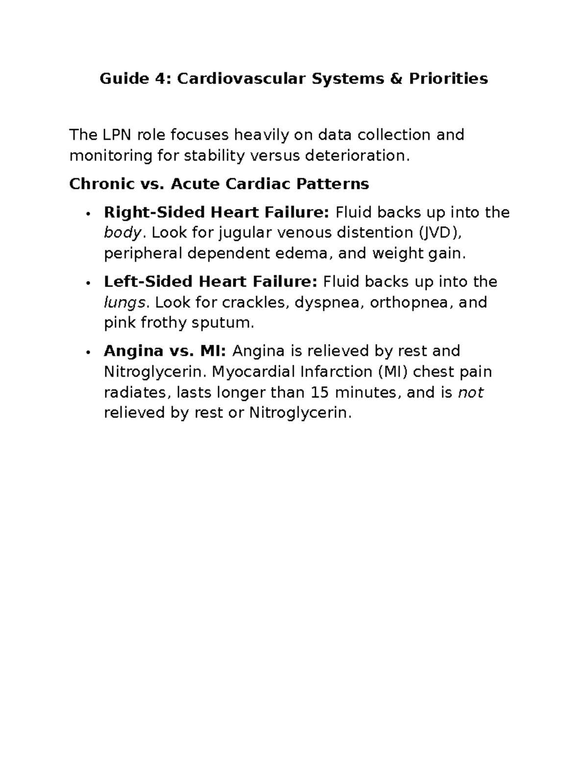 Cardiovascular System - Chronic vs. Acute Cardiac Patterns Right-Sided ...