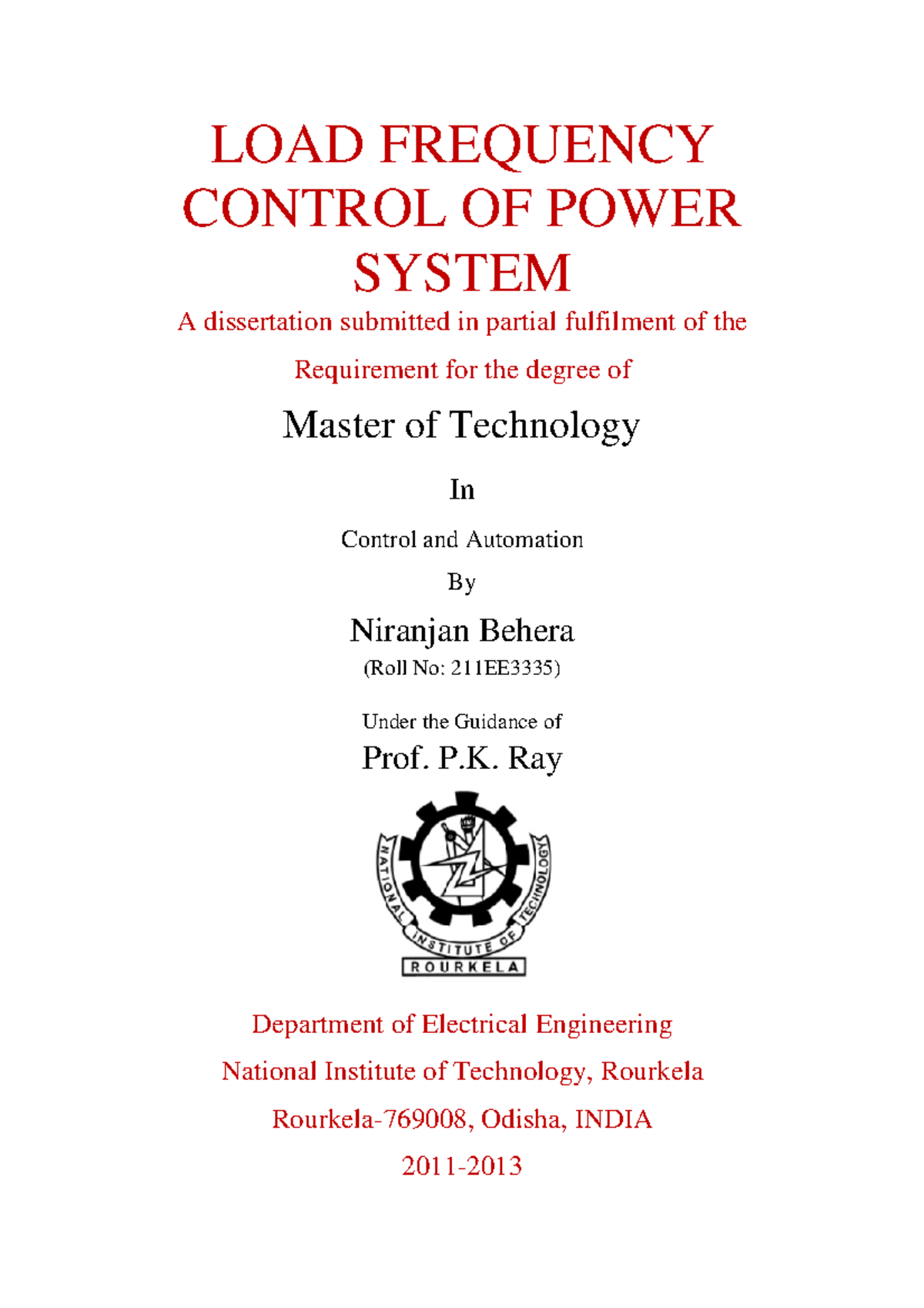 211EE3335 - Load Frequency Control in Power Systems - Lecture 1 - Studocu