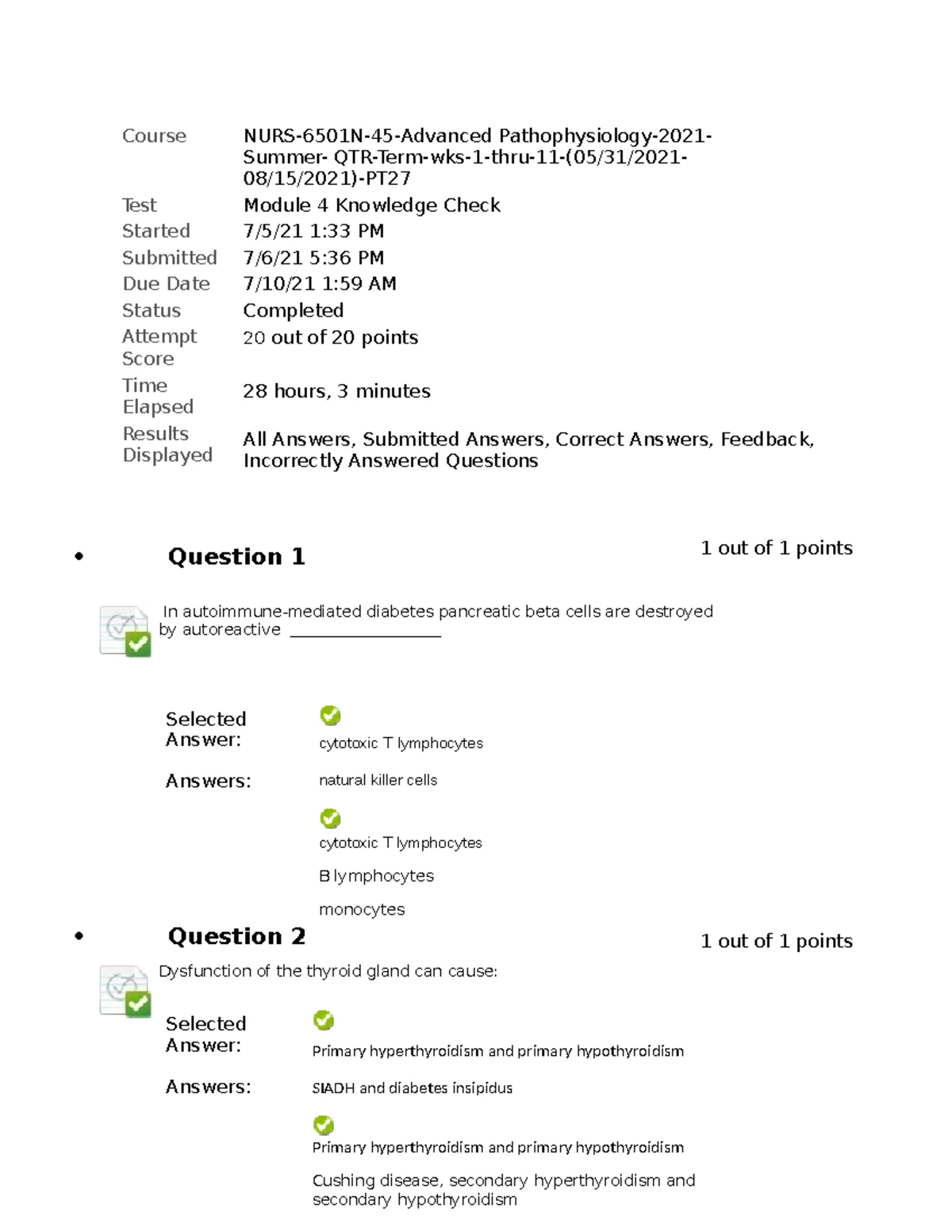 NURS 6501 Module 2 Week 3 Knowledge Check; Cardiovascular and ...